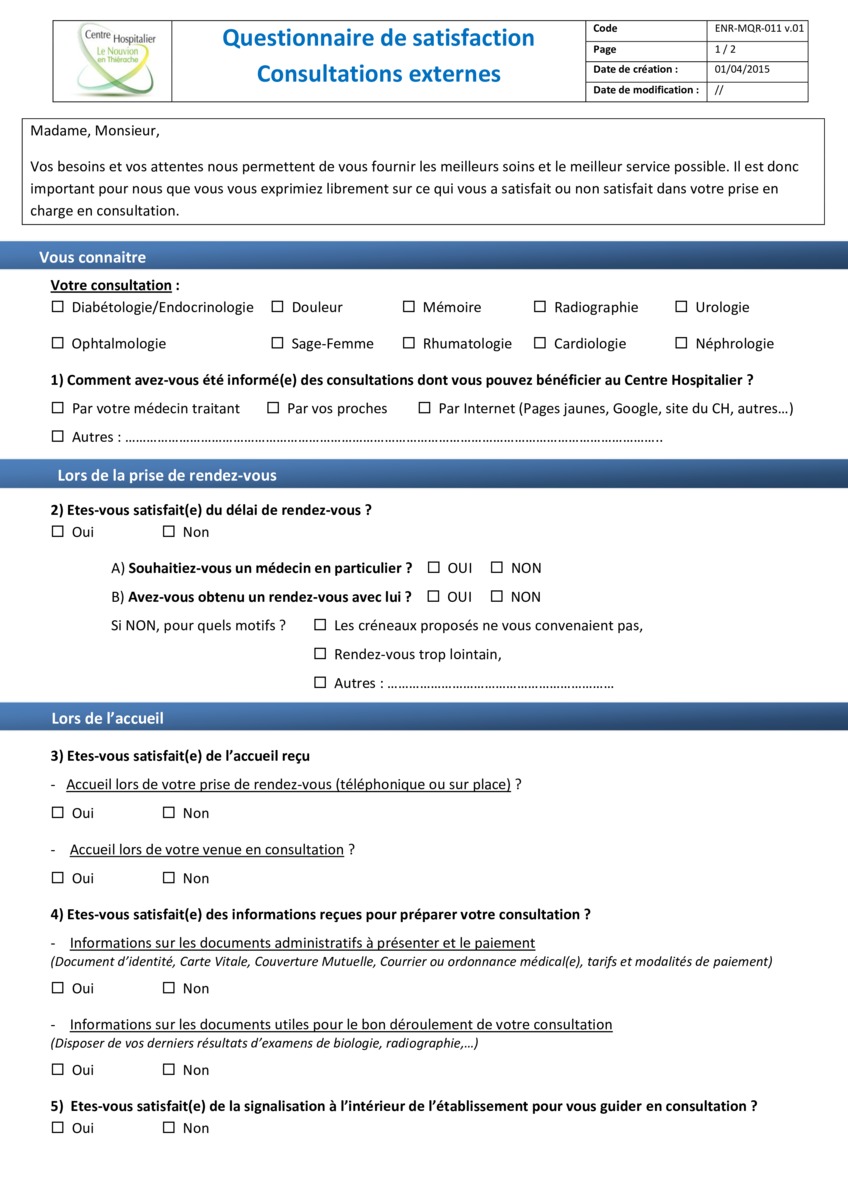 Questionnaires téléchargeables