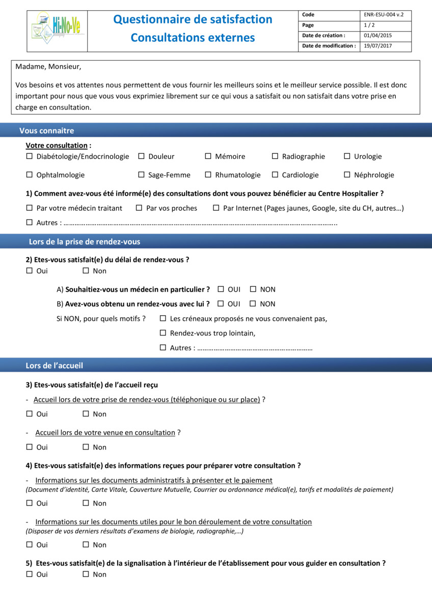 Questionnaires Telechargeables